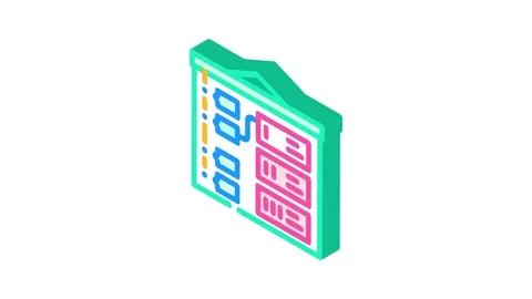 Storyboard creation game development isometric icon animation Stock Footage 327290129