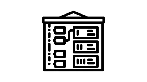 Storyboard creation game development line icon animation Stock Footage 326760435