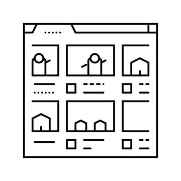 Storyboard creation game development line icon vector illustration Illustrazione stock