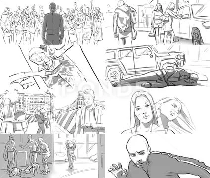 Storyboard for music video Stock Illustration