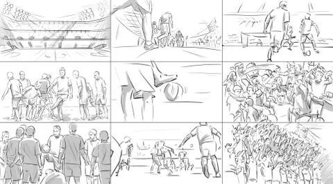 Storyboard with soccer players Stock Illustration