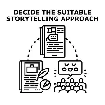 Storytelling approach selection developing creative content strategy Stock Illustration