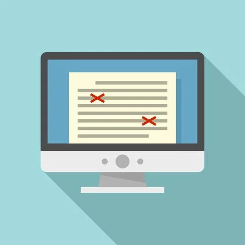Storytelling computer editor icon, flat style Illustrazione stock