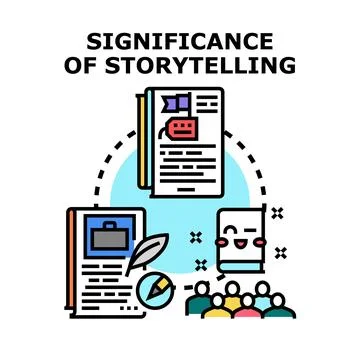 Storytelling concept generating ideas and audience engagement Stock Illustration