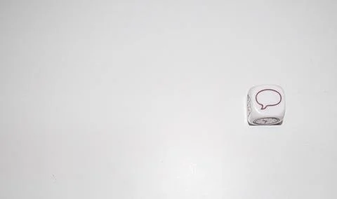 Storytelling die with speech bubble, clock and building icons Stock Photos