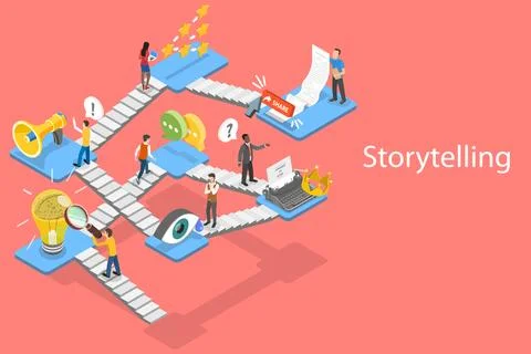 Storytelling Guide, Creative Content Writing and Blogging, Digital Marketing. Stock Illustration