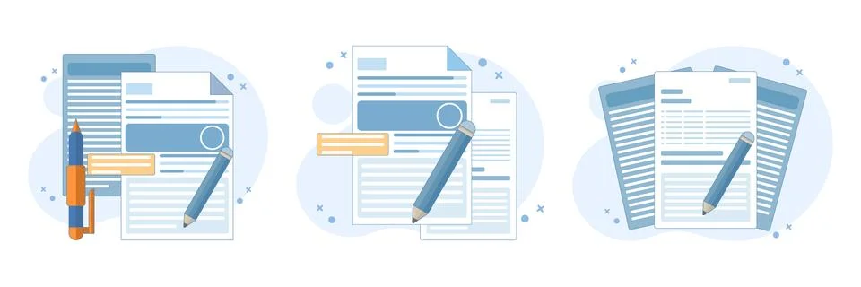 Storytelling learning set, creative writing education, book review. Stock Illustration