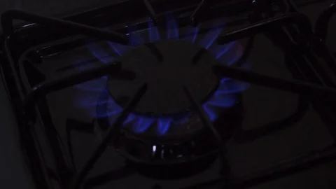 Stove with flame Stock Footage