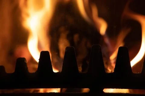 Stove flames close up Stock Photos