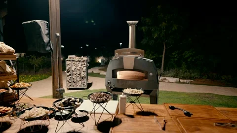 Stove in the garden at night Video stock 220131615