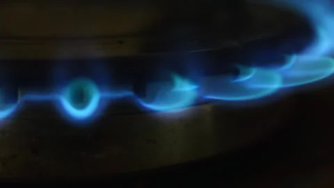 Stove gas hob flame close up slow motion background stock footage Stock Footage 344724404