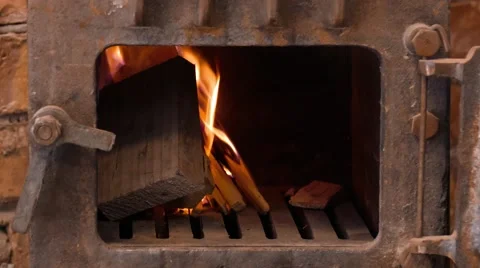 Stove in hut, close-up Stock Footage 68809595