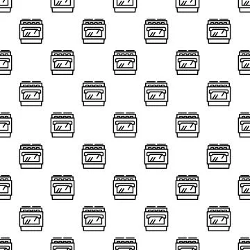 Stove oven seamless pattern black line kitchen appliance Illustrazione stock