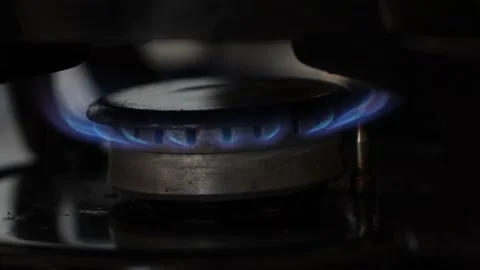 Stove Puts off the Flame due to lacking Gas, Russia Cuts the Energy Stock Footage 219633807