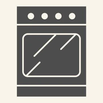 Stove solid icon. Oven symbol, glyph style pictogram on beige background Illustrazione stock