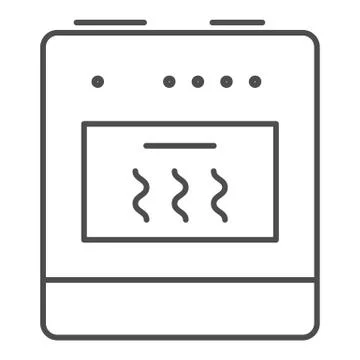 Stove thin line icon, bakery concept, oven sign on white background, kitchen Stock Illustration