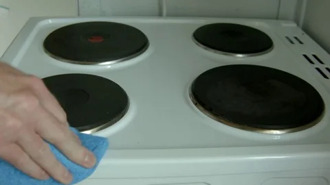 Stove top being wiped Stock Footage 71187604