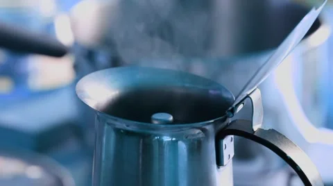 Stove top espresso coffee maker Stock Footage 45495801