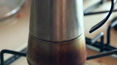 Stove top espresso coffee maker Stock Footage 45496091