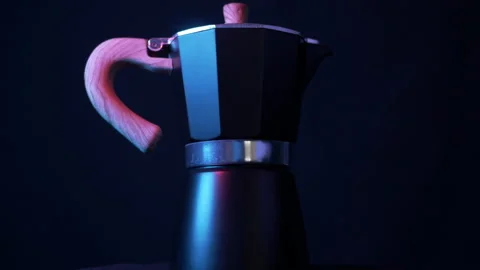 Stovetop Espresso Coffee Maker light blue Stock Footage 190634847
