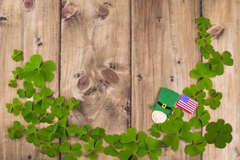St.Patrick 's Day. Decor and celebration elements on wooden background. Free Stock Photos