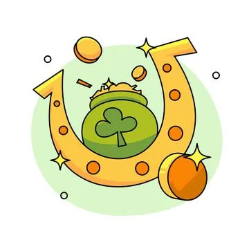 St.Patrick 's Day. Leprechaun with a pot of gold coins. Traditional nationa.. Stock Illustration