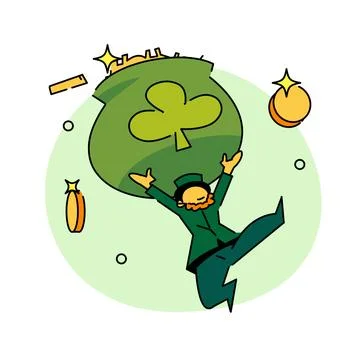St.Patrick 's Day. Leprechaun with a pot of gold coins. Traditional nationa.. Stock Illustration