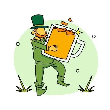 St.Patrick 's Day. Leprechaun with a pot of gold coins. Traditional nationa.. Stock Illustration