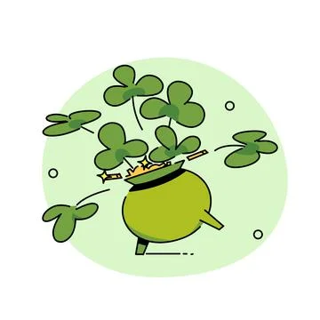St.Patrick 's Day. Leprechaun with a pot of gold coins. Traditional nationa.. Stock Illustration