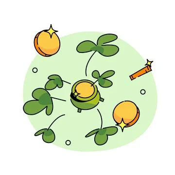 St.Patrick 's Day. Leprechaun with a pot of gold coins. Traditional nationa.. Stock Illustration