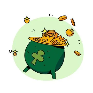 St.Patrick 's Day. Leprechaun with a pot of gold coins. Traditional nationa.. Stock Illustration