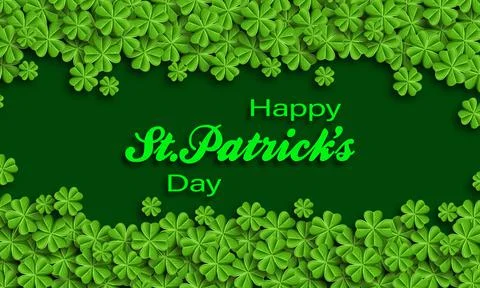 St.Patrick 's Day. A lot of clover leaves on a green background with a place Stock Illustration