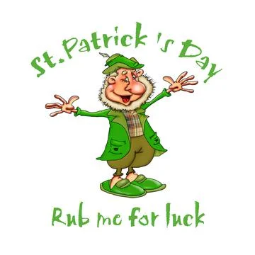 St.Patrick's Day. Rub me for luck. Illustration for print. Stock Illustration