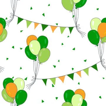 St.Patrick's day seamless pattern in green orange and white colors Stock Illustration