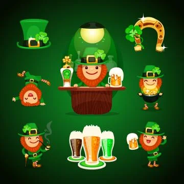 St.patrick's day's set with horseshoe Stock Illustration