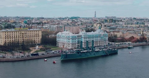 ST.PETERSBURG, RUSSIA - June 29, 2017: The legendary revolutionary ship-museum Stock Footage