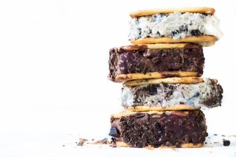 Stracciatella and chocolate sandwich Stock Photos