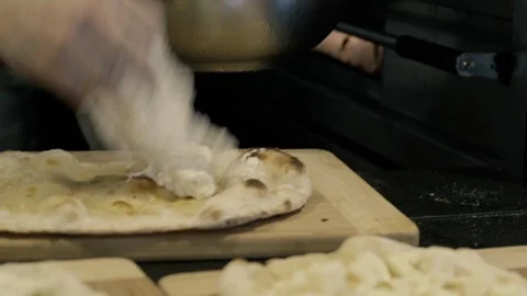 Stracciatella cheese on pizza Stock Footage 86170125