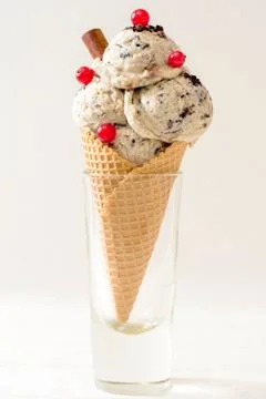 Stracciatella ice cream in cone Stock Photos