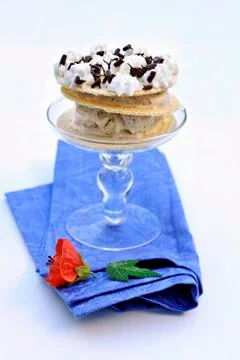 Stracciatella ice cream with waffles Stock Photos