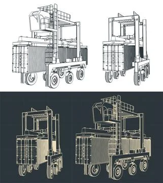 Straddle carrier illustrations Illustrazione stock