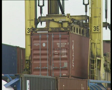 Straddlers in Antwerp harbour Stock Footage 655741