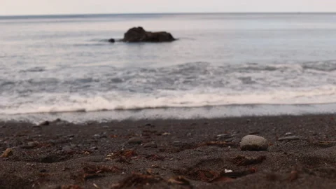 Straigh On View of Waves Breaking Over Costal Rocks. Sao Miguel,Azores. 4K60 Stock Footage 239854610
