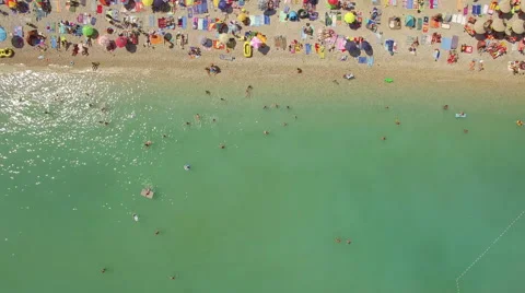 Straight above the crowded beach Stock Footage 56475482