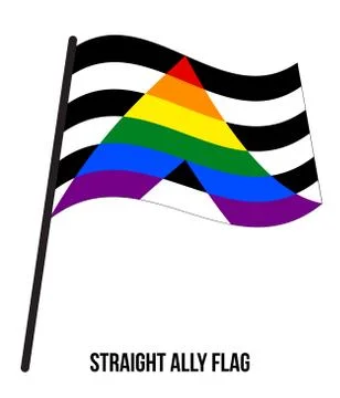 Straight Ally Flag Waving Vector Illustration Designed with Correct Color Stock Illustration