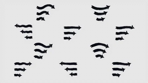 Straight and curved animated bold thick stroke arrows set Stock Footage 334659708
