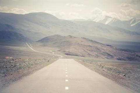 Straight and empty road Stock Photos