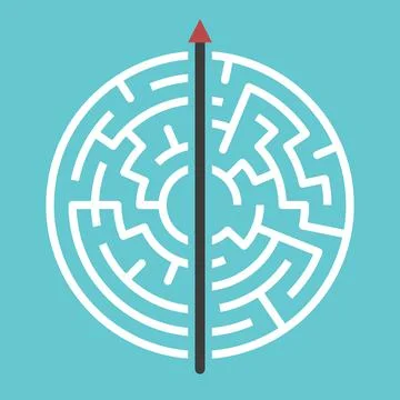 Straight arrow through maze Stock Illustration
