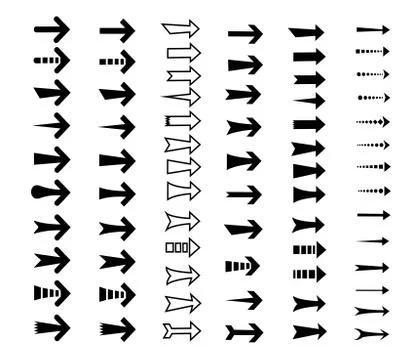 Straight arrows icon set Illustrazione stock