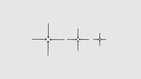 Straight arrows point to common center hand-drawn sketch animation Stock Footage 329608904